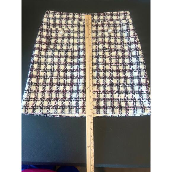 MAISON D'AMELIE TWEED STRAIGHT PLAID MINI SKIRT FRONT POCKETS SIZE 6 - Picture 3 of 9